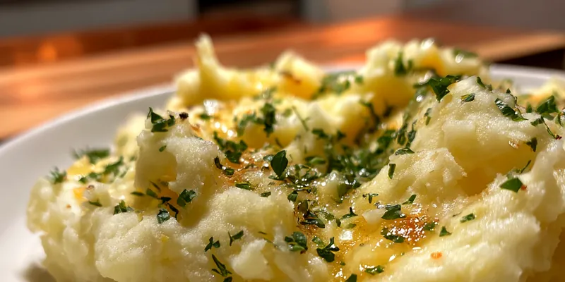 Delicious Creamy Mashed Potatoes on plate