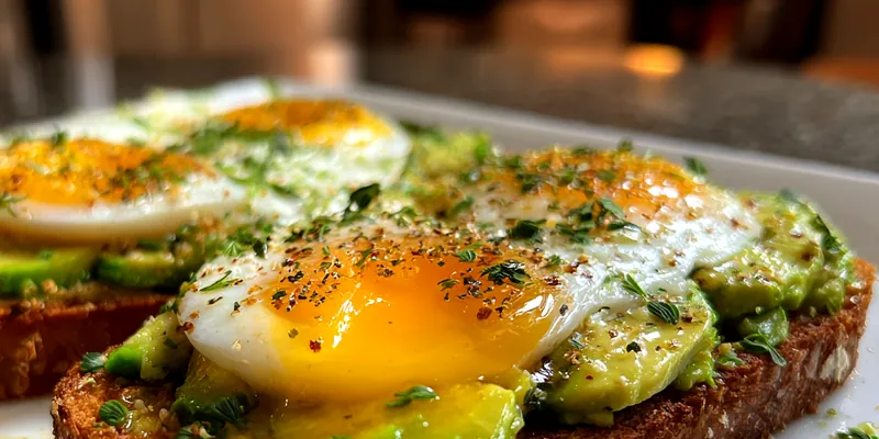 Delicious Healthy Avocado & Egg Toast on plate